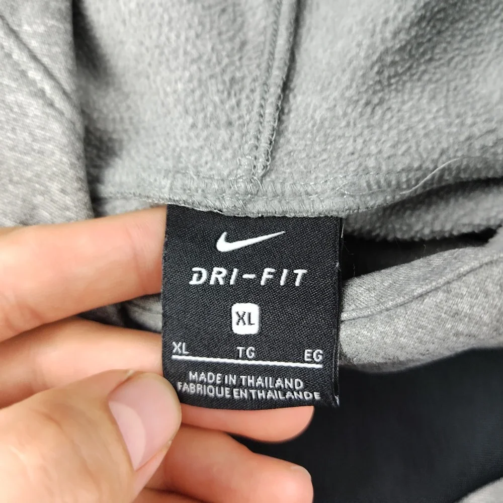 Nike Hoodie Mens XL Dri-FIT Big Swoosh Grey Pullover Sweatshirt EUC